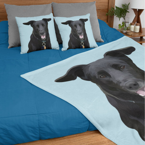 Single Color Custom Pet Blanket with 2 Pillows