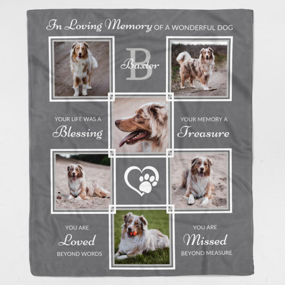 Personalized pet memorial quilt with photos