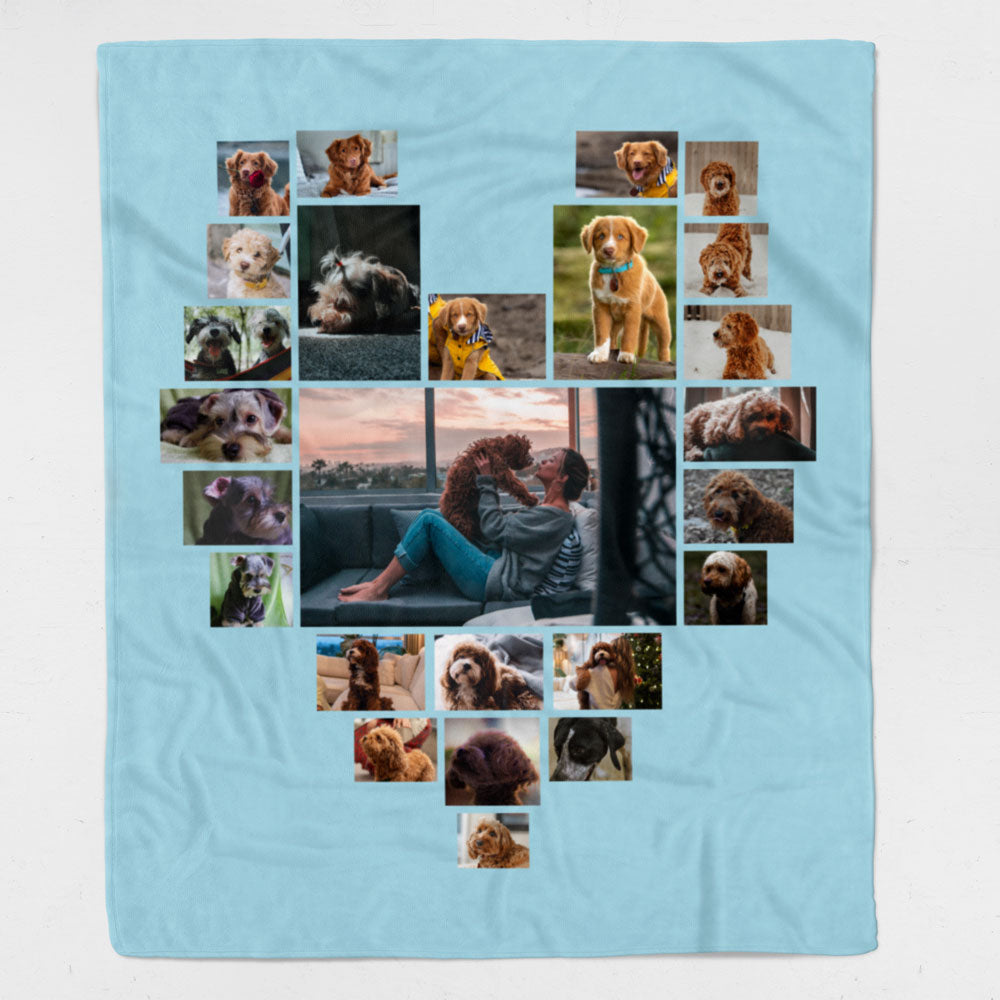 Pet in Heart - 25 pictures Custom Photo Collage Blanket